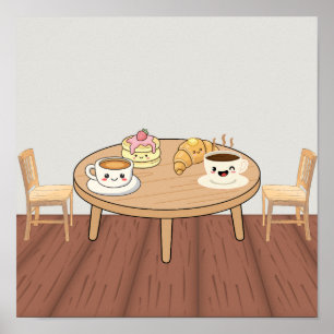 Cosy Breakfast Café Poster   Coffee, Pancakes & Cr