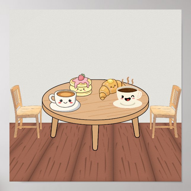 Cosy Breakfast Café Poster | Coffee, Pancakes & Cr (Front)
