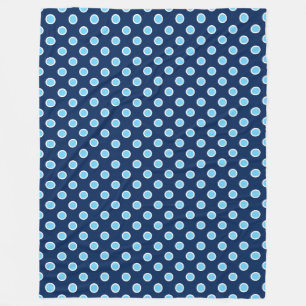Cosy Bright Blue Polka Dots on Navy Fleece Blanket