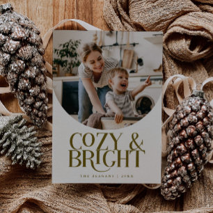 Cosy Bright Elegant Photo Beige Holiday Card