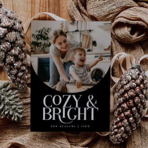 Cosy Bright Elegant Photo Black Holiday Card