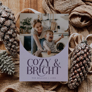Cosy Bright Elegant Photo Purple Holiday Card