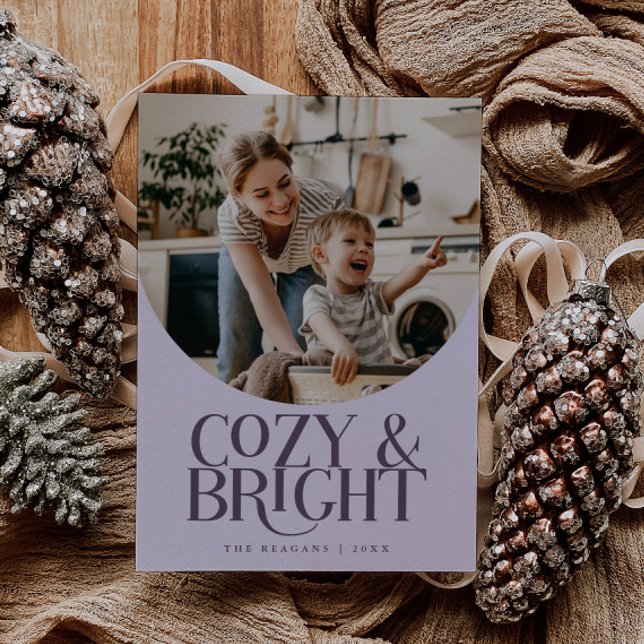 Cosy Bright Elegant Photo Purple Holiday Card (Creator Uploaded)
