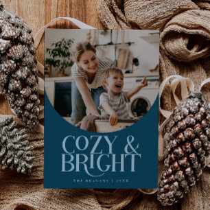 Cosy Bright Elegant Photo Teal Holiday Card