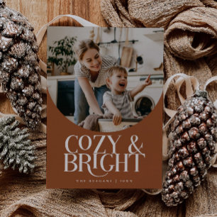 Cosy Bright Elegant Photo Terracotta Holiday Card