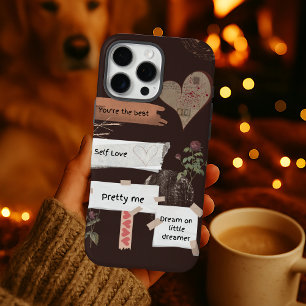Cosy Brown Beige Vintage Self Love Quote  iPhone 16 Pro Max Case