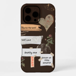 Cosy Brown Beige Vintage Self Love Quote  iPhone 16 Pro Max Case