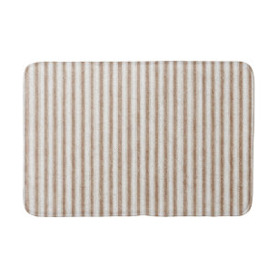 Cosy Brown Cream Stripes Bath Mat