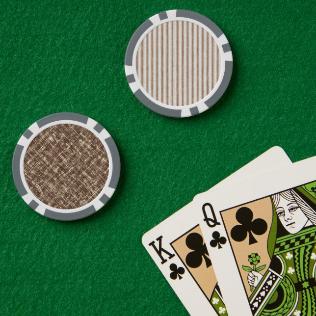 Cosy Brown Cream Stripes   Poker Chips (Poker Table (Double))