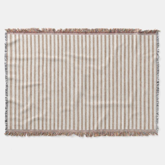 Cosy Brown Cream Stripes   Throw Blanket (Front)