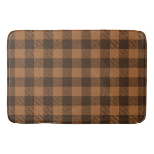 Cosy Brown Plaid Buffalo Print Pattern Bath Mat