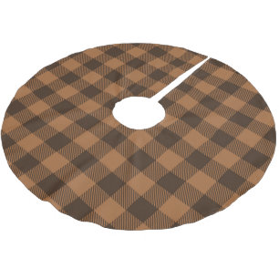 Cosy Brown Plaid Buffalo Print Pattern Brushed Polyester Tree Skirt