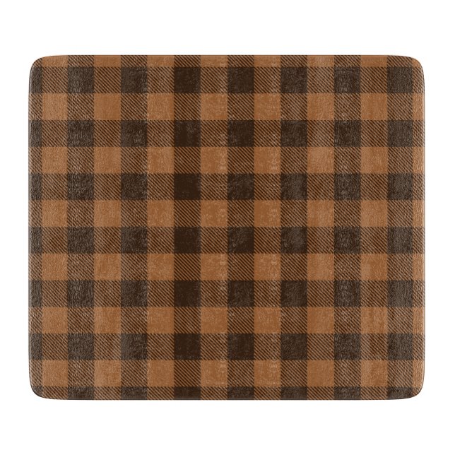 Cosy Brown Plaid Buffalo Print Pattern Cutting Board (Front)