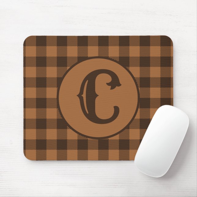 Cosy Brown Plaid Buffalo Print Pattern Mouse Mat (With Mouse)
