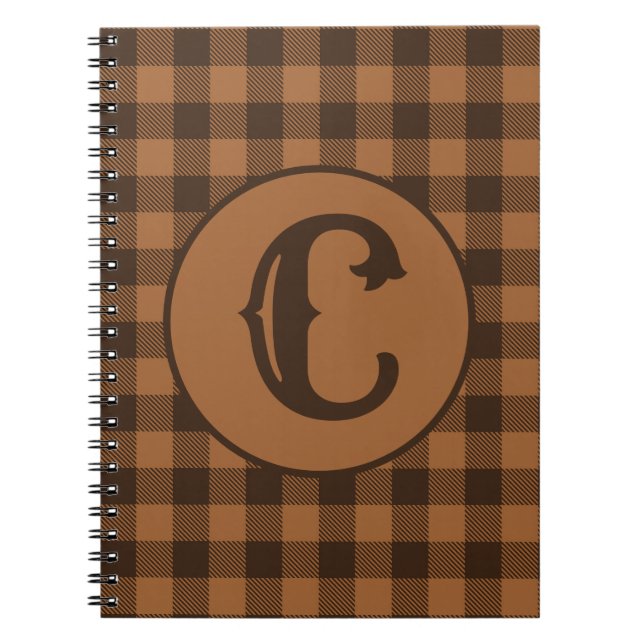 Cosy Brown Plaid Buffalo Print Pattern Notebook (Front)
