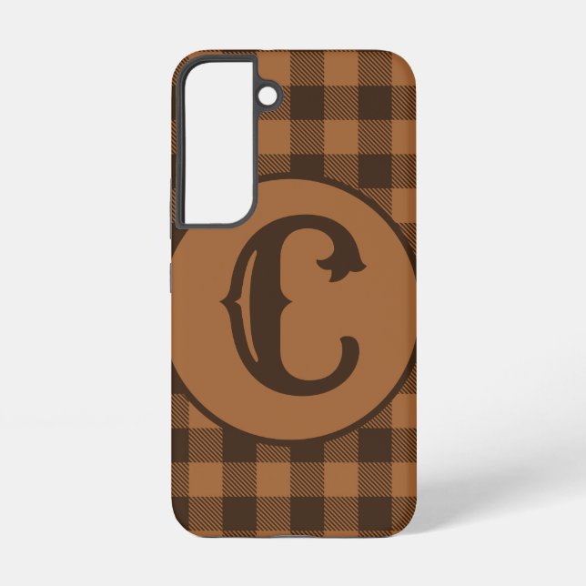 Cosy Brown Plaid Buffalo Print Pattern Samsung Galaxy S22 Case (Back)