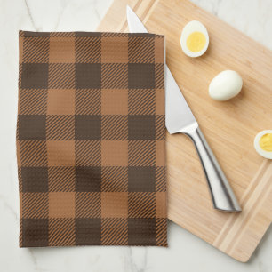 Cosy Brown Plaid Buffalo Print Pattern Tea Towel