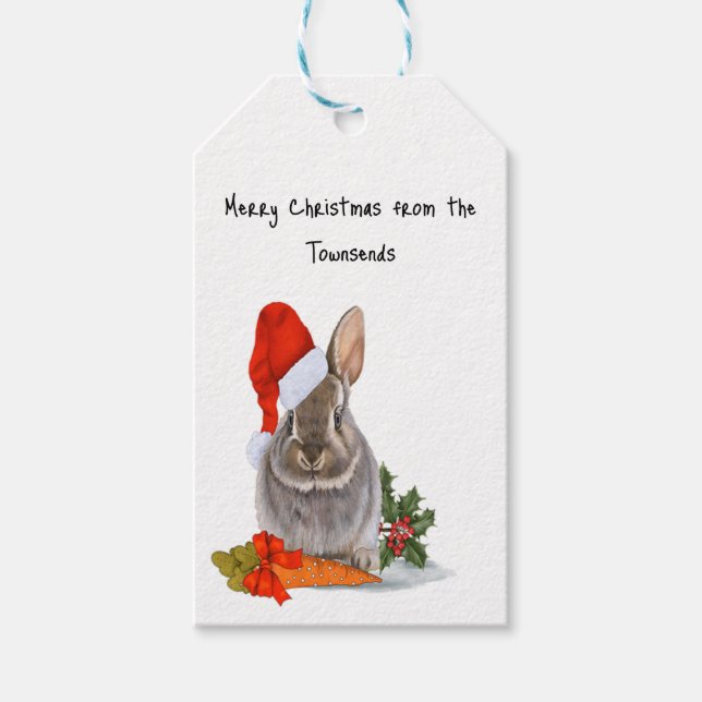 Cosy Bunny Christmas Gift Tag (Front)