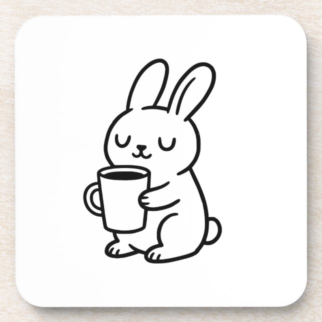 Cosy Bunny Coffee Doodle Coaster (Front)