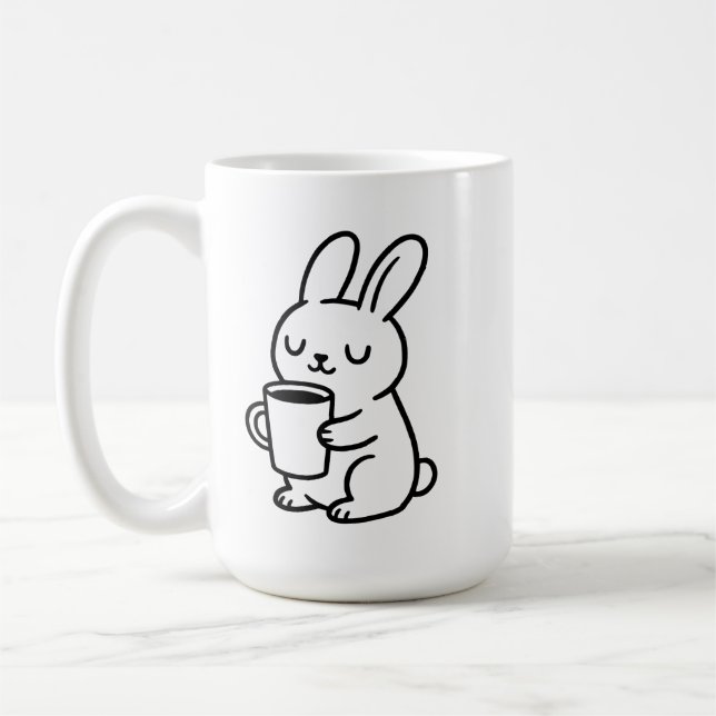Cosy Bunny Coffee Doodle Mug (Left)