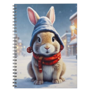 Cosy bunny in the snow notebook