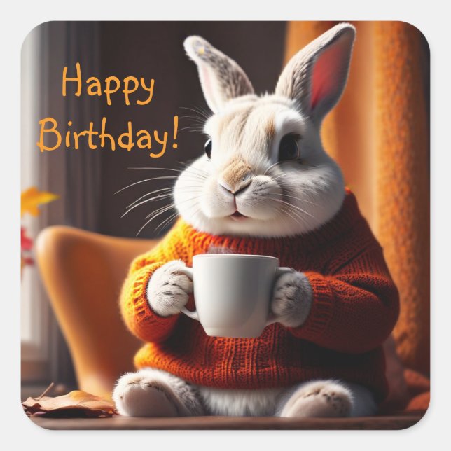 Cosy Bunny Square Sticker (Front)