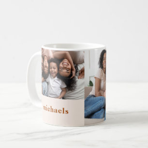 Cosy Burnt Orange Two Photo with Name Coffee Mug