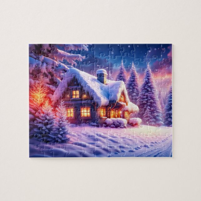 Cosy Cabin At Winter Wonderland Jigsaw Puzzle (Horizontal)