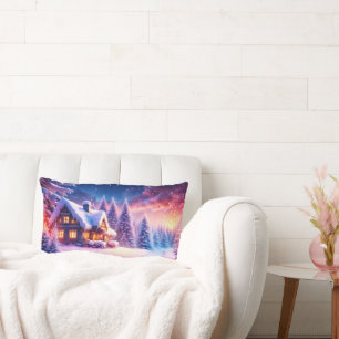 Cosy Cabin At Winter Wonderland Lumbar Pillow