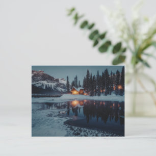 Cosy Cabin by Lake Winter Mountain Photography Postcard