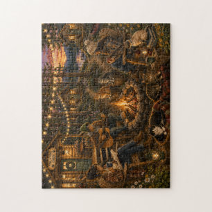 Cosy Cabin Cats Watercolor Jigsaw Puzzle Whimsic