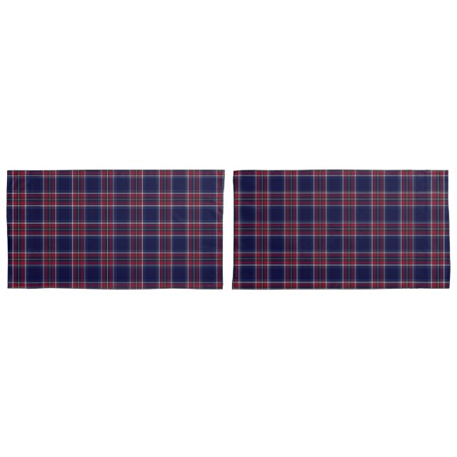 Cosy Cabin Decor, Classic Plaid in Navy and Red Pillowcase (Front-Set)
