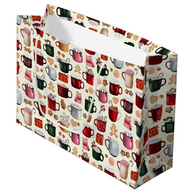 Cosy Cabin Hot Cocoa and Winter Treats Large Gift Bag (Front Angled)