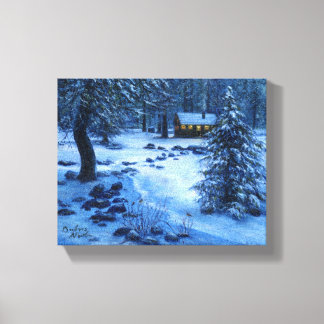"Cosy Cabin in the Snow" Gallery Wrapped Canvas Print
