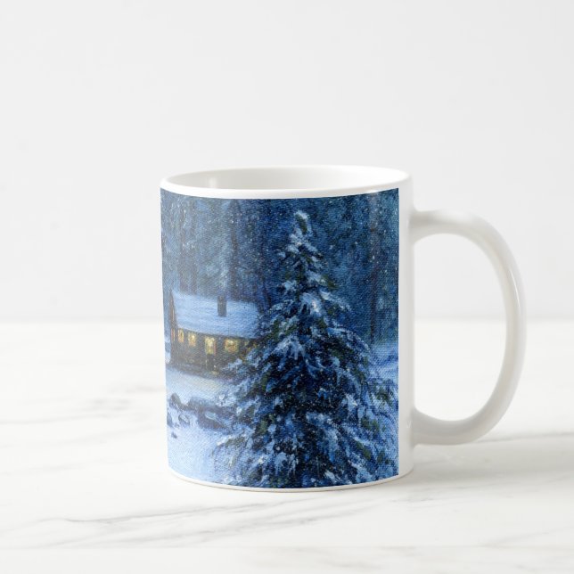 "Cosy Cabin In the Snow" Mug (Right)