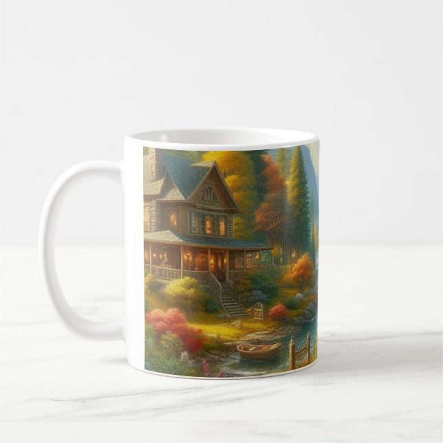 Cosy Cabin In The Woods Coffee Mug (Left)