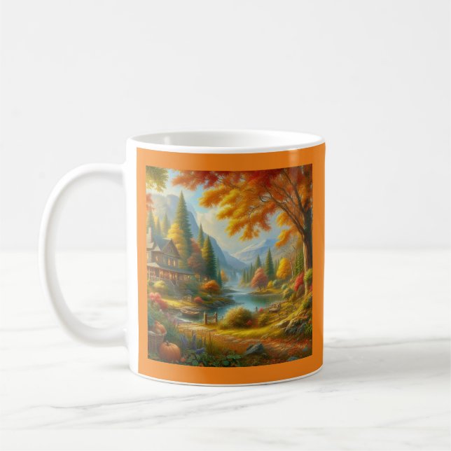 Cosy Cabin In The Woods Coffee Mug (Left)