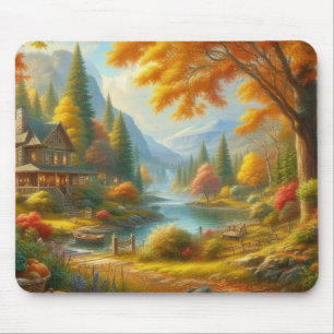 Cosy Cabin In The Woods Mouse Mat