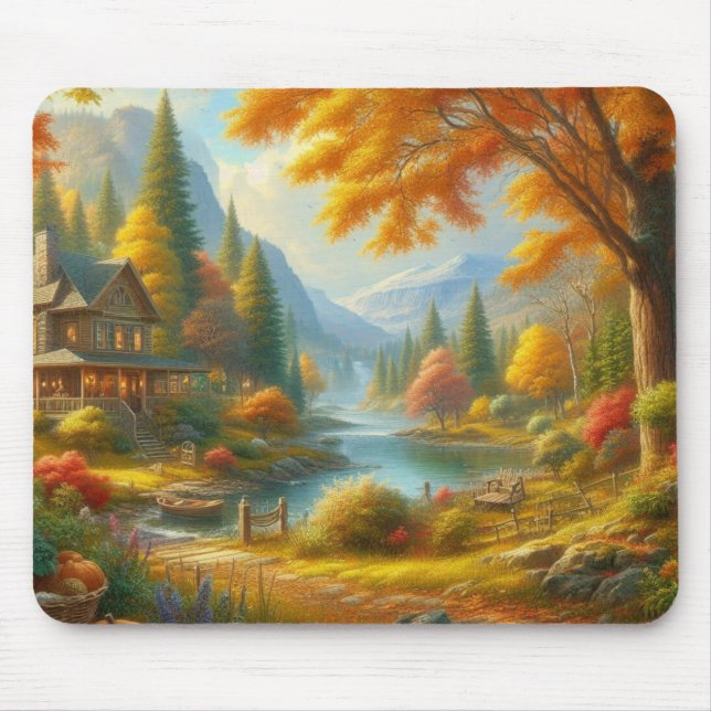 Cosy Cabin In The Woods Mouse Mat (Front)