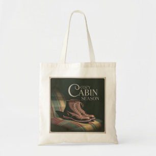 Cosy Cabin Season Heritage Boots Plaid Fall Art Tote Bag