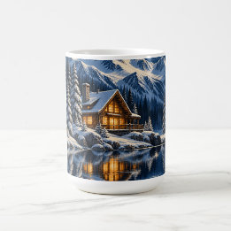 Cosy Cabin Snowy Full Moon Coffee Mug