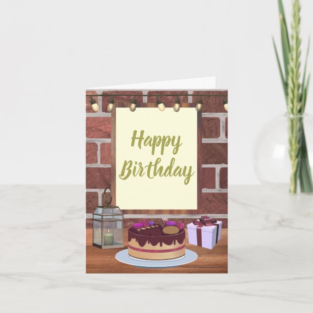 Cosy Cafe and Cake Birthday Card (Front)