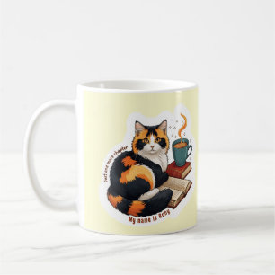 Cosy Calico Cat Personalised Reading Coffee Mug