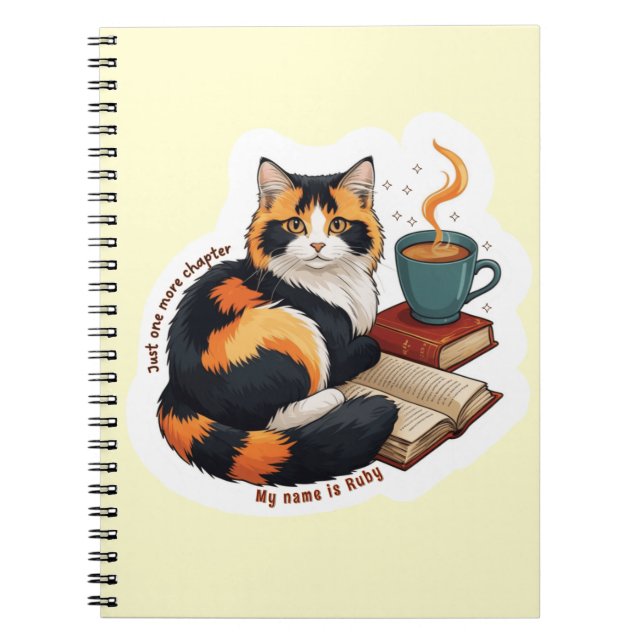 Cosy Calico Cat Personalised Spiral Notebook (Front)