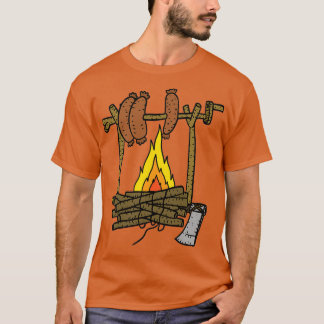 cosy campfire fasces roasting german sausages T-Shirt