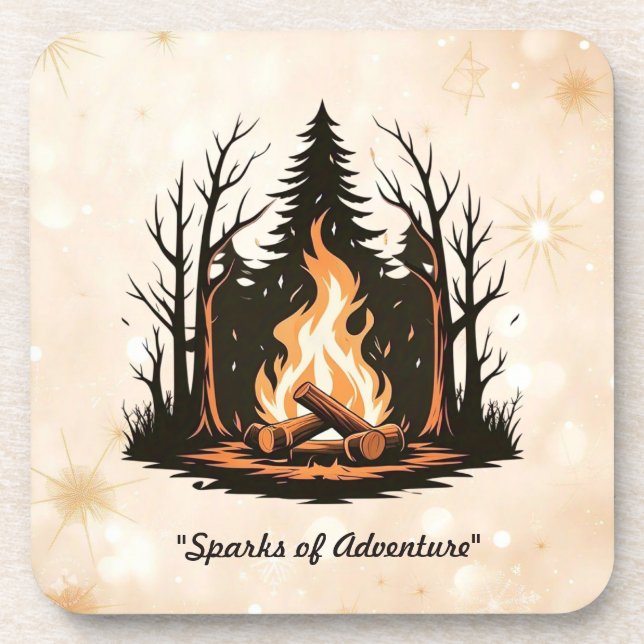 "Cosy Campfire Illustration" Coaster (Front)