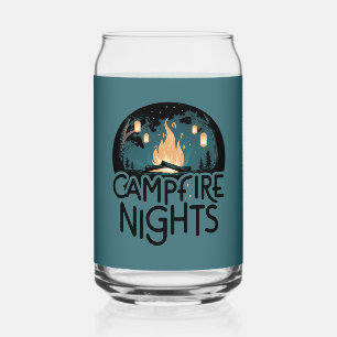 Cosy Campfire Nights Rustic Outdoor Adventure Can Glass