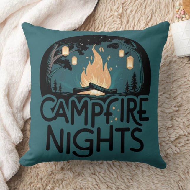 Cosy Campfire Nights Rustic Outdoor Adventure Cushion (Blanket)