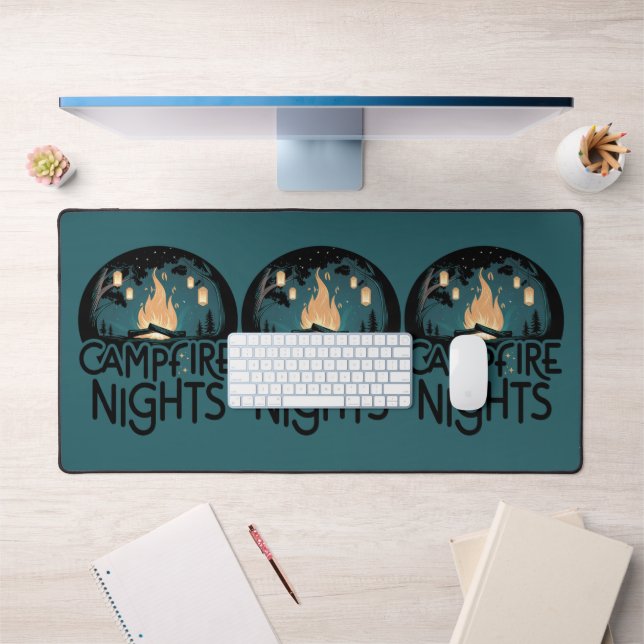 Cosy Campfire Nights Rustic Outdoor Adventure Desk Mat (Office 1)
