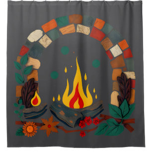 Cosy Campfire Reading Scene Shower Curtain